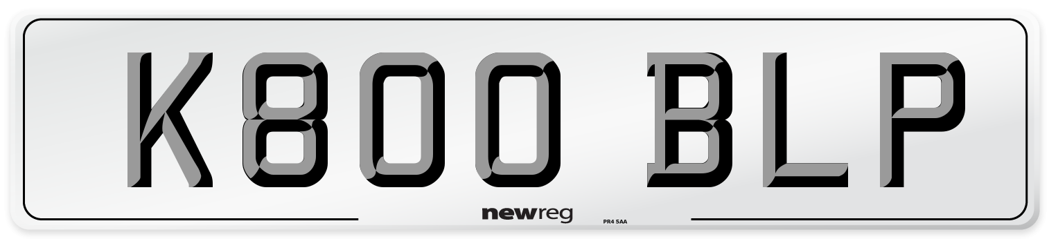 K800 BLP Number Plate from New Reg